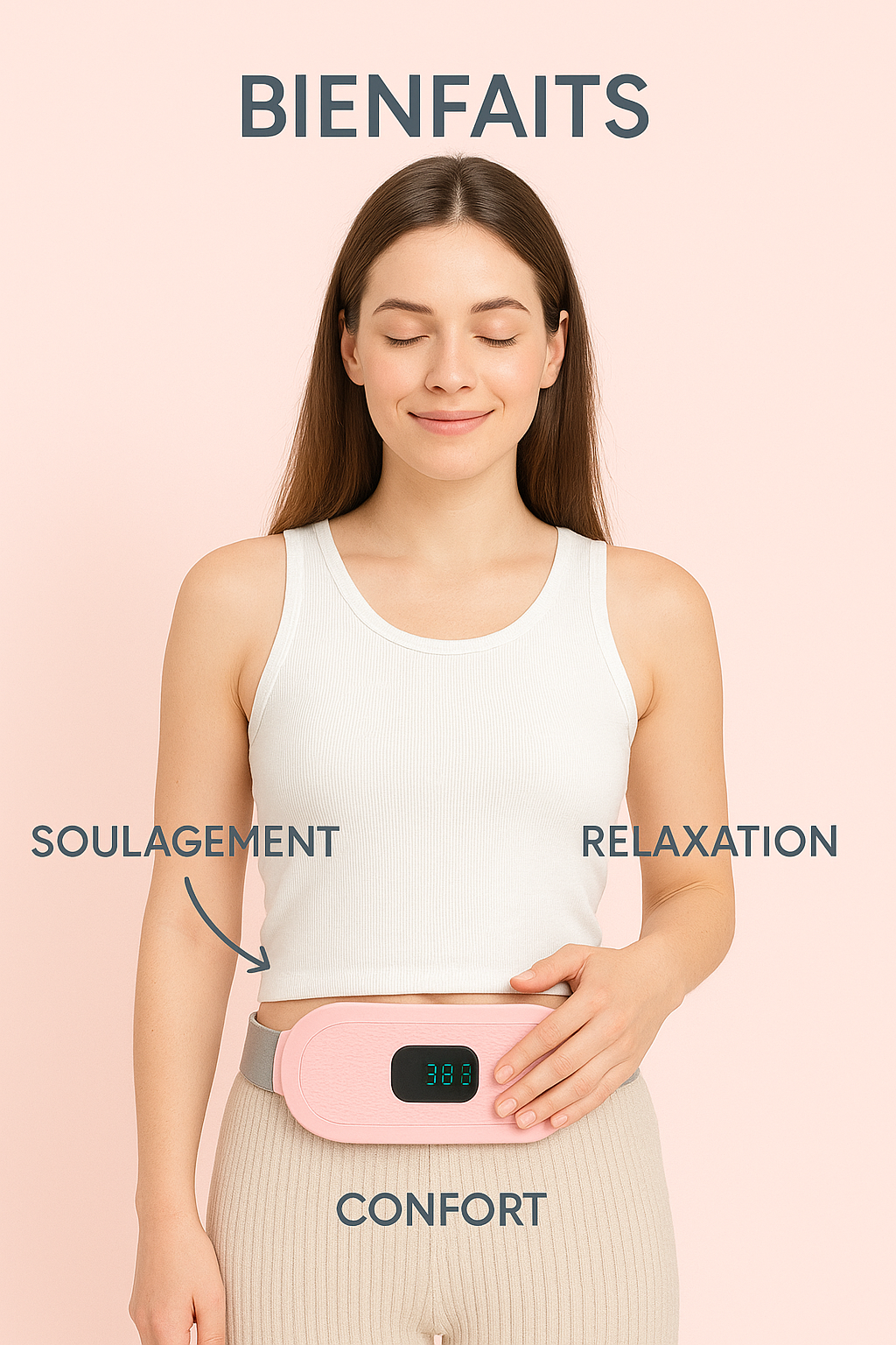 Bloom & Flow- Coussin chauffant électrique pour femmes, vibrateur, dispositif de soulagement des douleurs menstruelles