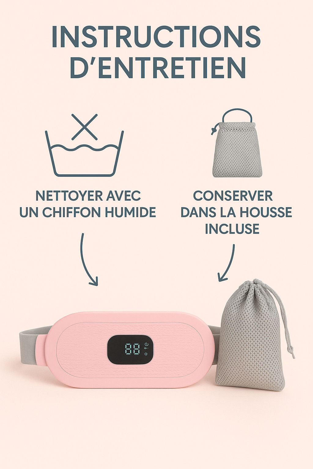 Bloom & Flow- Coussin chauffant électrique pour femmes, vibrateur, dispositif de soulagement des douleurs menstruelles